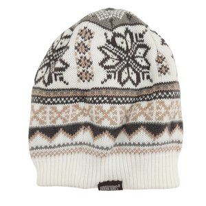 Muk Luks Women's Reversible Beanie Hat One Size White Gray
